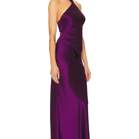 Retrofete Ester Stunning Purple Ruched Halter Maxi dress size medium - Picture 2 of 8